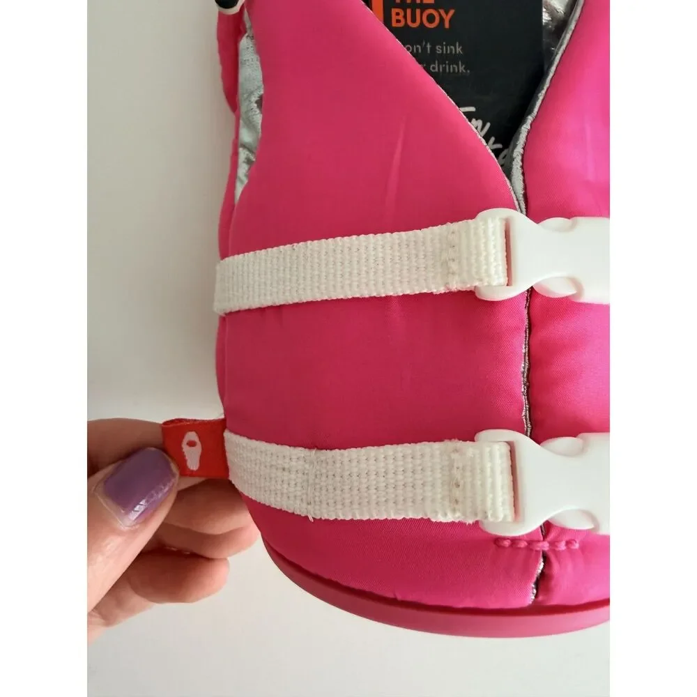 NWT Puffin Drinkwear The Buoy Party Pink 12 oz Floating Can Cooler Life Vest